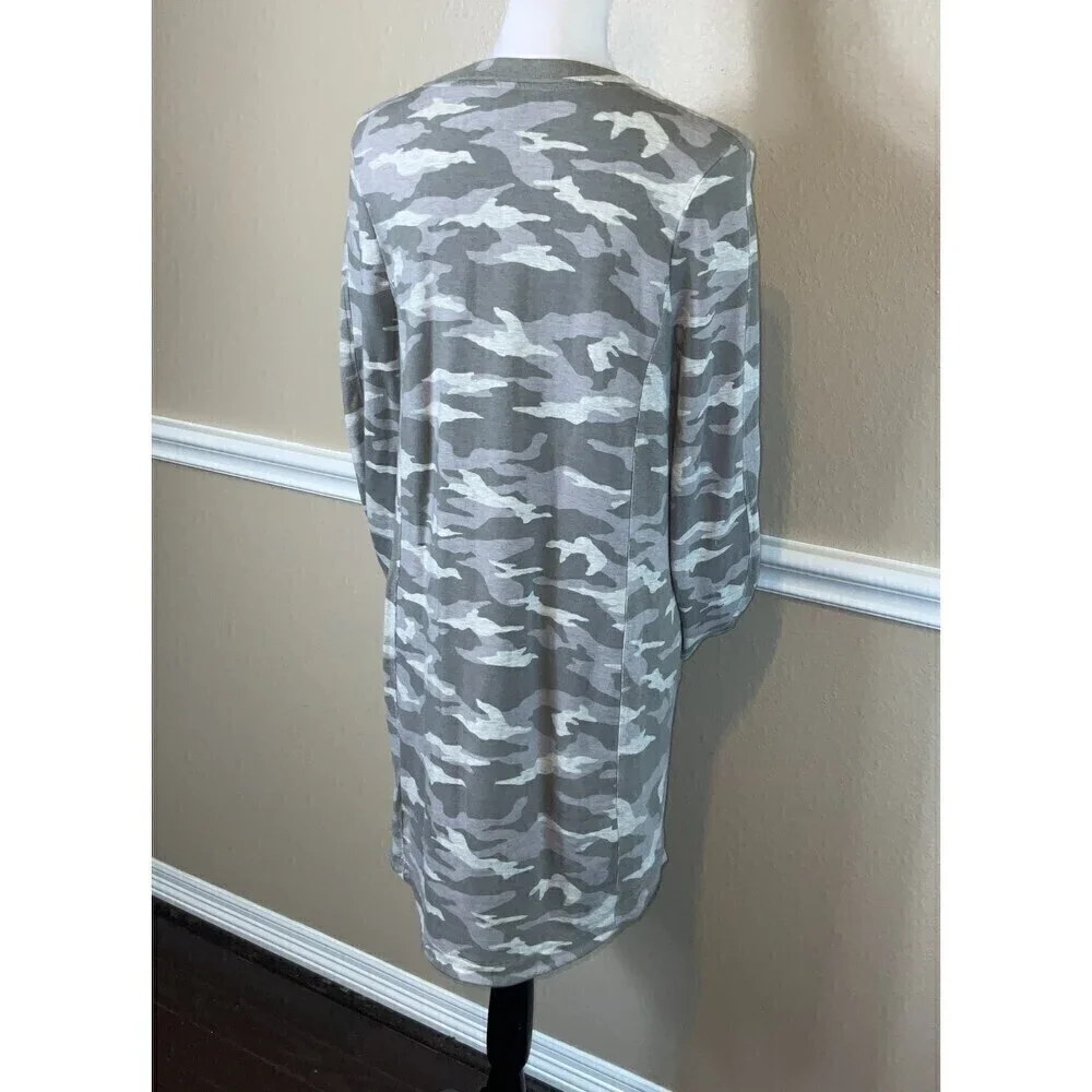Athleta Women Gray Camo Dress Sz M Long Sleeve Active Sports Carefree Oversize - Picture 6 of 12